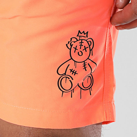 Sale Môme Paris - Short De Bain Nounours King Orange Fluo Noir