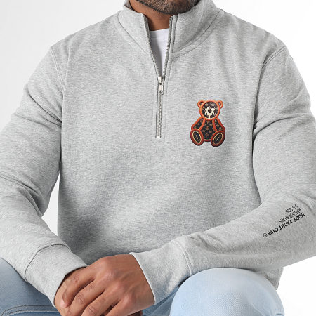 Teddy Yacht Club - Sweat Col Zippé Small Leather Gris Chiné