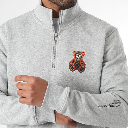 Teddy Yacht Club - Sweat Col Zippé Small Leather Gris Chiné