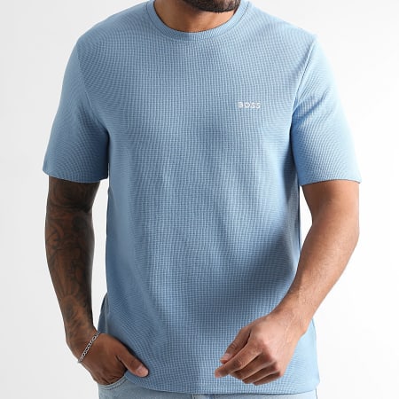 BOSS - Tee Shirt Waffle 50535891 Bleu Clair