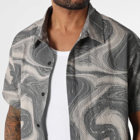 MTX - Ensemble Chemise Manches Courtes Et Short Cargo Texturé 38A Gris Beige