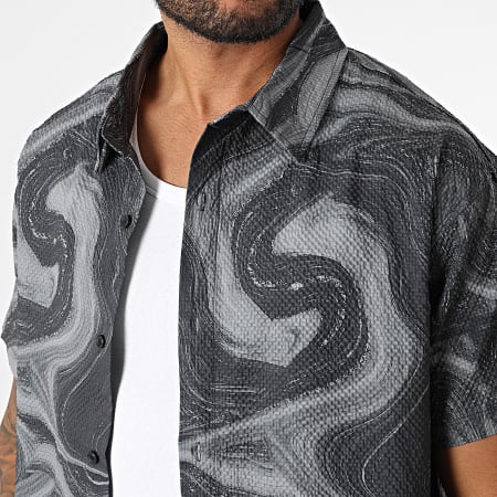 MTX - Ensemble Chemise Manches Courtes Et Short Cargo Texturé 38A Gris Anthracite Gris