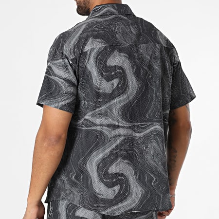MTX - Ensemble Chemise Manches Courtes Et Short Cargo Texturé 38A Gris Anthracite Gris