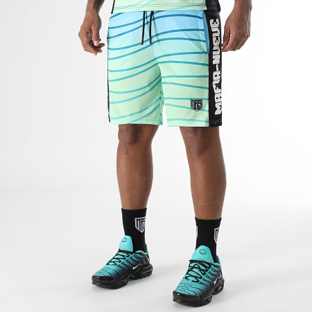 MA9 Mafia Nueve - Ensemble Tee Shirt Et Short Jogging A Bandes Hypernova Volt Green Fresh Icy