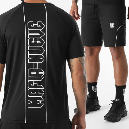 MA9 Mafia Nueve - Ensemble Tee Shirt Et Short Jogging Essential Back Tape Black