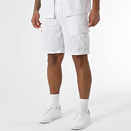 MTX - Ensemble Chemise Manches Courtes Et Short Cargo Texturé 35A Blanc