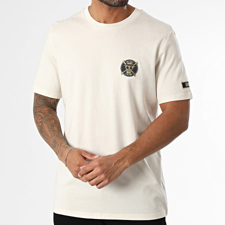 One Piece - Tee Shirt Oversize Large Badge Logo Beige Doré