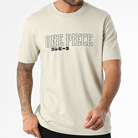 One Piece - Tee Shirt Oversize Large Hybrid Beige Stone Noir