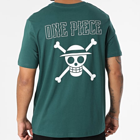 One Piece - Tee Shirt Oversize Large Hybrid Vert Bouteille Blanc