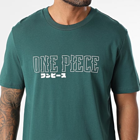 One Piece - Tee Shirt Oversize Large Hybrid Vert Bouteille Blanc