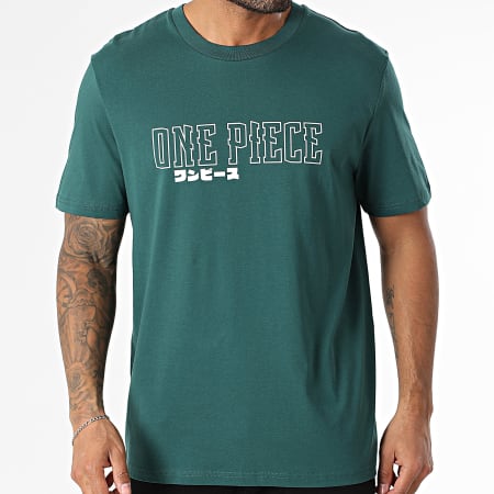 One Piece - Tee Shirt Oversize Large Hybrid Vert Bouteille Blanc