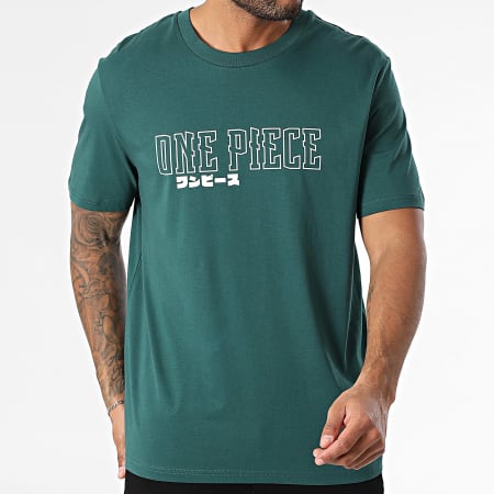 One Piece - Tee Shirt Oversize Large Hybrid Vert Bouteille Blanc