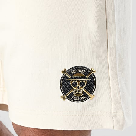 One Piece - Short Jogging Badge Logo Beige Doré