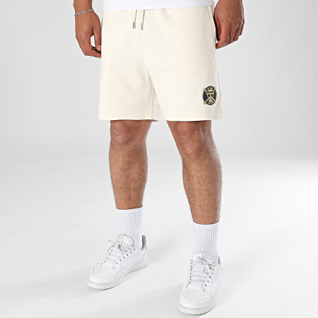 One Piece - Short Jogging Badge Logo Beige Doré