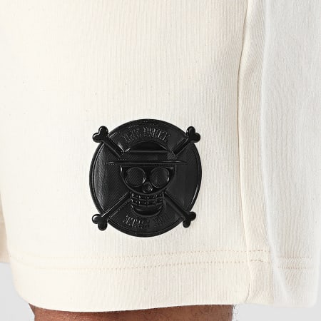 One Piece - Short Jogging Badge Logo Beige Noir