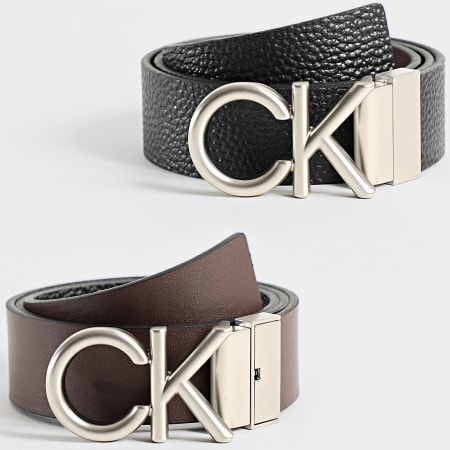 Calvin Klein - Cinturón Reversible Hallmark Logo 7034 Negro Marrón
