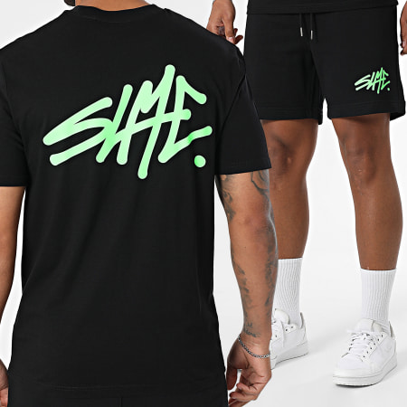 Sale Môme Paris - Ensemble Tee Shirt Et Short Jogging SLME Noir Vert Fluo