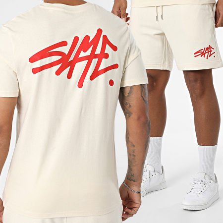 Sale Môme Paris - Ensemble Tee Shirt Et Short Jogging SLME Beige Rouge