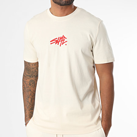 Sale Môme Paris - Ensemble Tee Shirt Et Short Jogging SLME Beige Rouge