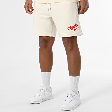 Sale Môme Paris - Ensemble Tee Shirt Et Short Jogging SLME Beige Rouge