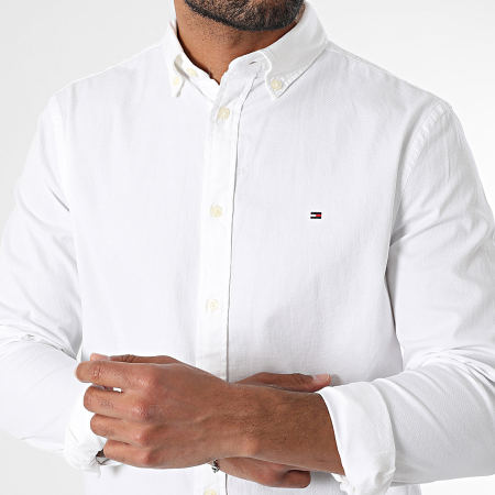 Tommy Hilfiger - Chemise Manches Longues Slim Flex Dobby 8556 Blanc