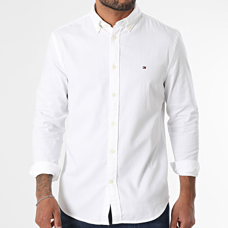 Tommy Hilfiger - Chemise Manches Longues Slim Flex Dobby 8556 Blanc