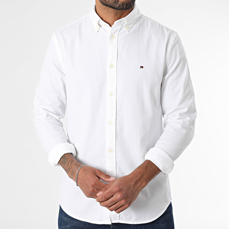 Tommy Hilfiger - Chemise Manches Longues Slim Flex Dobby 8556 Blanc