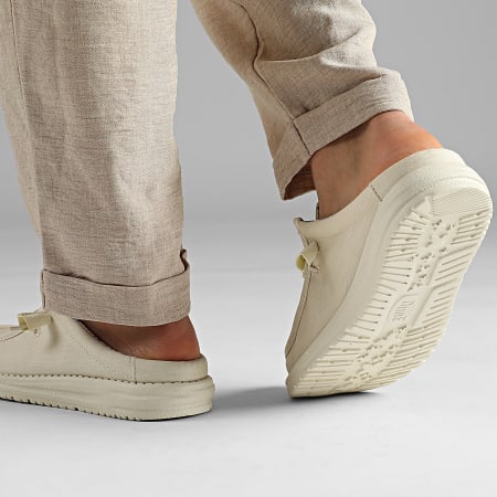 Hey Dude - Mocassins Wally Slip Stretch Canvas Bone White