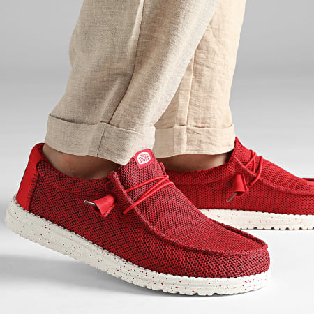 NWOT Hey Dude Men\'s Size-11 Red Canvas Slip-On Loafers Canvas Slip Loafers – The Boston Boots main image 2
