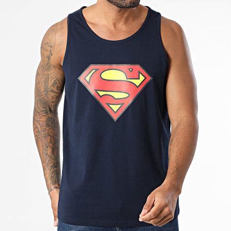 DC Comics - Débardeur Superman NAVY Bleu Marine