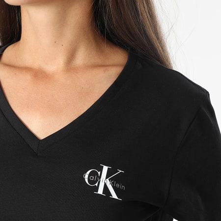 Calvin Klein - Lot De 2 Tee Shirts Col V Femme LV047C906G Noir Blanc