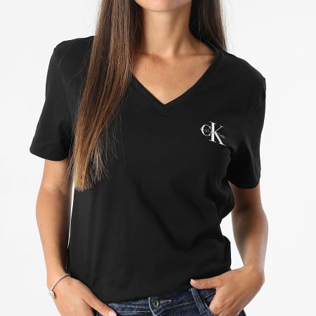 Calvin Klein - Lot De 2 Tee Shirts Col V Femme LV047C906G Noir Blanc