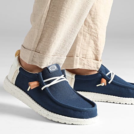 Hey Dude - Moccasins Wally Craft Linen Sargasso Blue White 