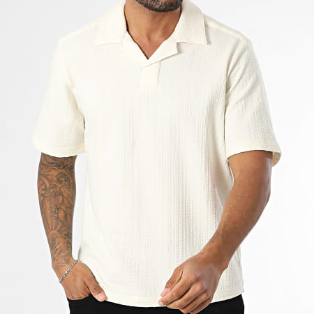 Only And Sons - Polo Manches Courtes A Rayures Regular Fit Males Beige Clair