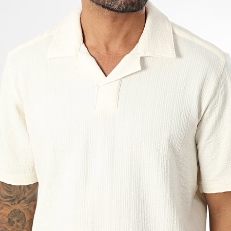 Only And Sons - Polo Manches Courtes A Rayures Regular Fit Males Beige Clair