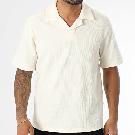 Only And Sons - Polo Manches Courtes A Rayures Regular Fit Males Beige Clair