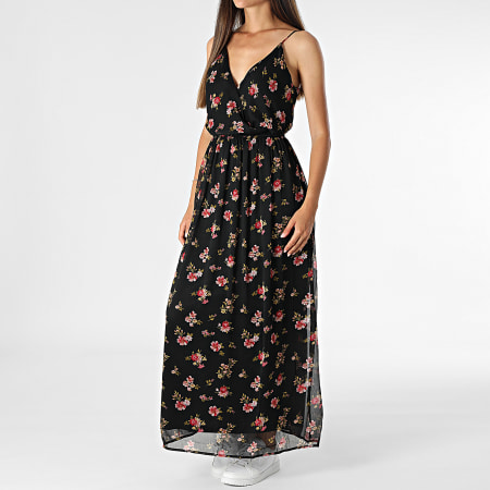 Vero Moda - Milla Vrouwenjurk Zwart Roze Groen Bloemen