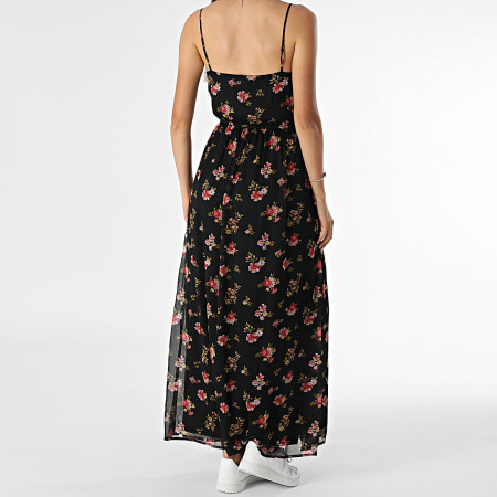 Vero Moda - Milla Vrouwenjurk Zwart Roze Groen Bloemen