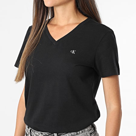 Calvin Klein - Tee Shirt Col V Femme LV047B205G Noir