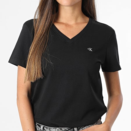 Calvin Klein - Tee Shirt Col V Femme LV047B205G Noir