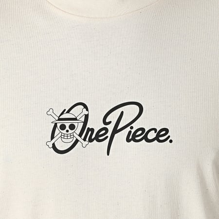 One Piece - Ensemble Tee Shirt Et Short Jogging Bundle Mugiwara Beige Noir