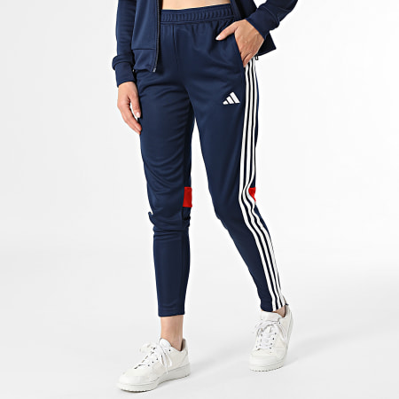 Adidas Sportswear - Ensemble De Survetement Femme A Bandes Tiro Essential JD0622 Bleu Marine Rouge Blanc