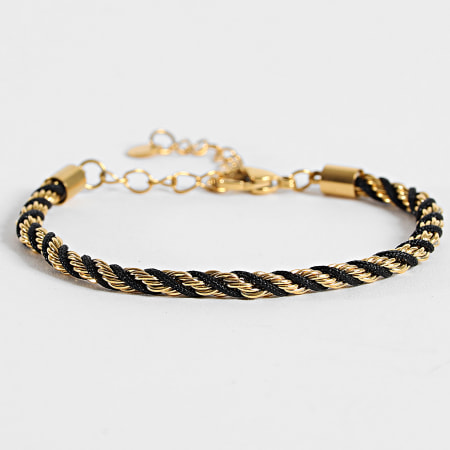 California Jewels - Pulsera Trenzada 514 Negra Dorada