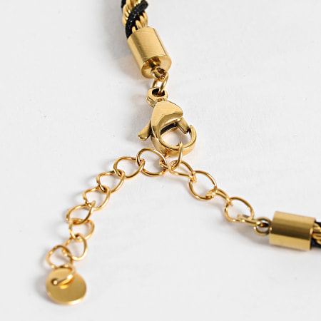 California Jewels - Pulsera Trenzada 514 Negra Dorada