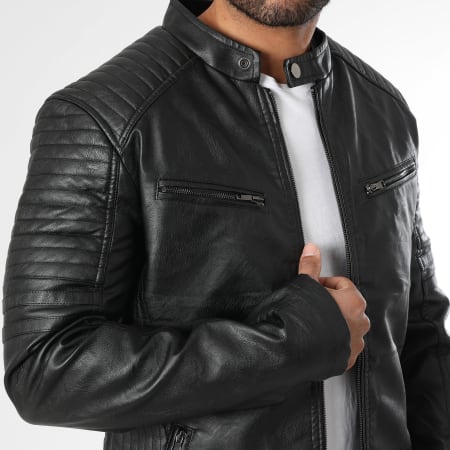 LBO - Veste Biker Simili Cuir 0356 Noir