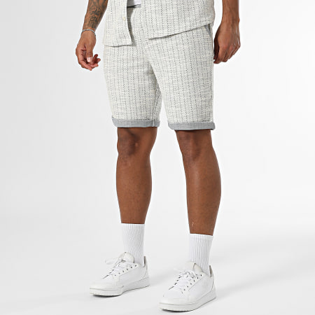 Mackten - Ensemble Chemise Manches Courtes Et Short 118 Ecru Bleu Marine