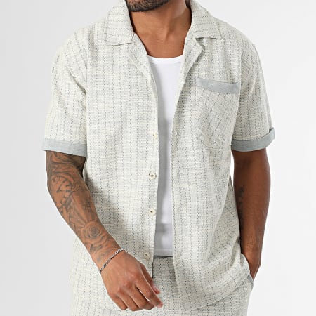 Mackten - Ensemble Chemise Manches Courtes Et Short 118 Ecru Vert