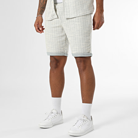 Mackten - Ensemble Chemise Manches Courtes Et Short 118 Ecru Vert