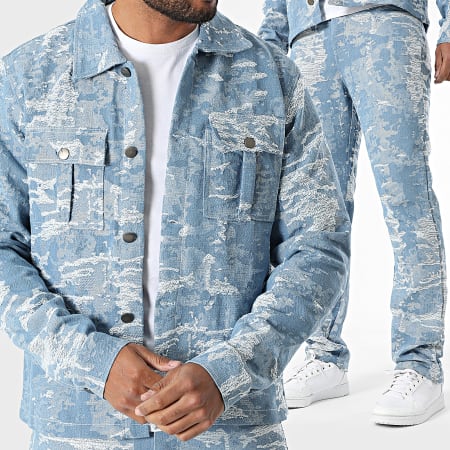 Frilivin - Conjunto Camisa Sobre y Jean Regular Fit D01 Azul Denim