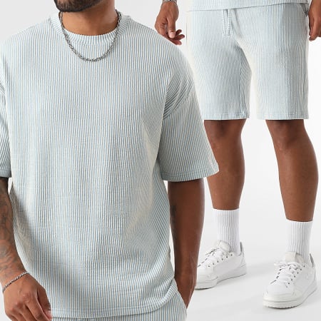 LBO - Set composto da maglietta e pantaloncini grandi 3862 Azzurro Bianco